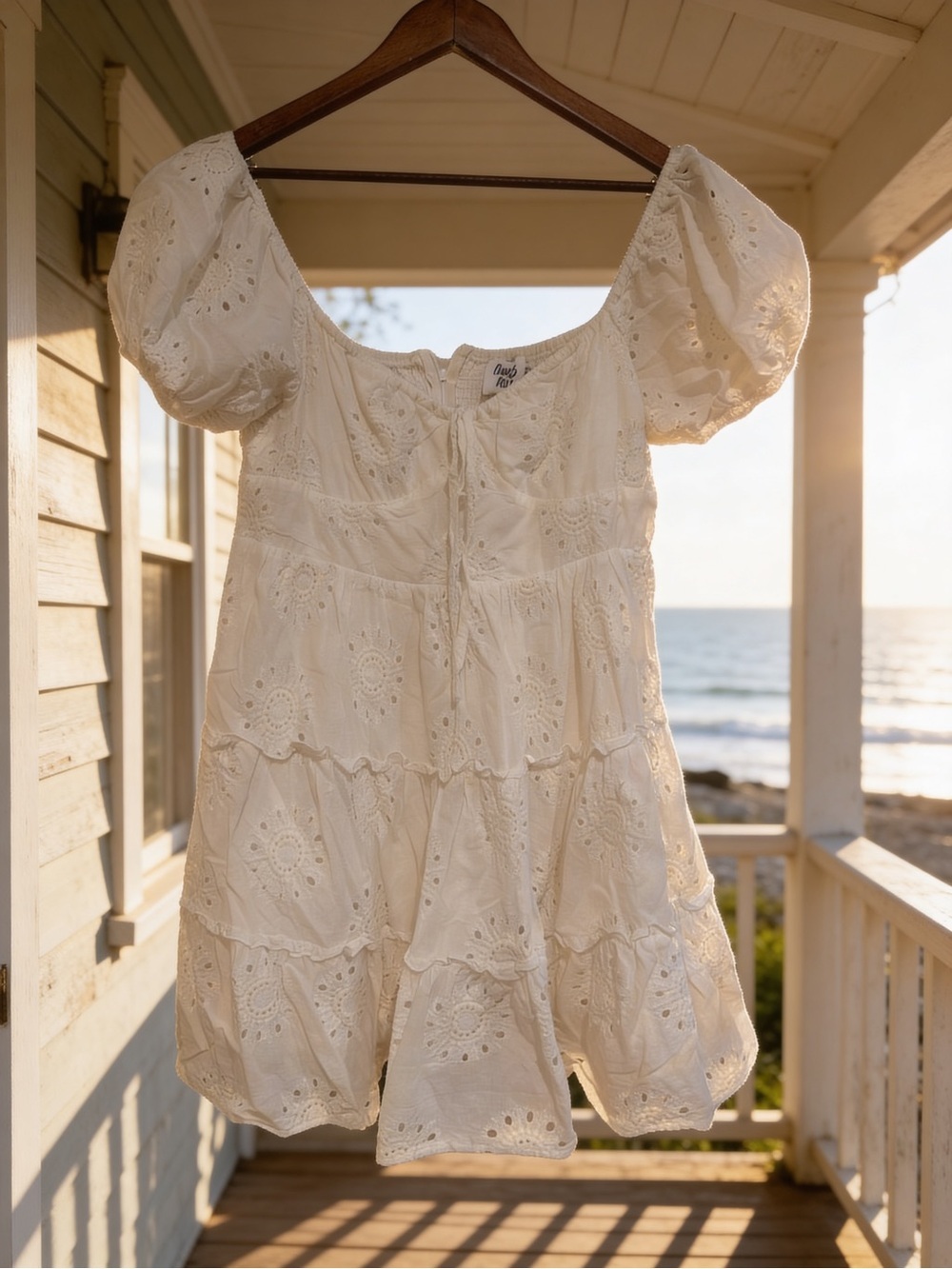 Princess Polly Cream Eyelet Puff-Sleeve Mini Dress